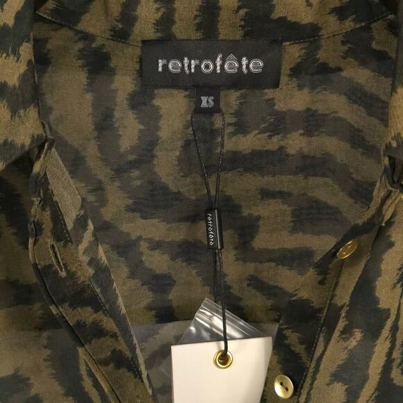 Retrofete Joanna Sheer 100% Silk Shirt Chiffon Tiger Stripe Print - Picture 7 of 12